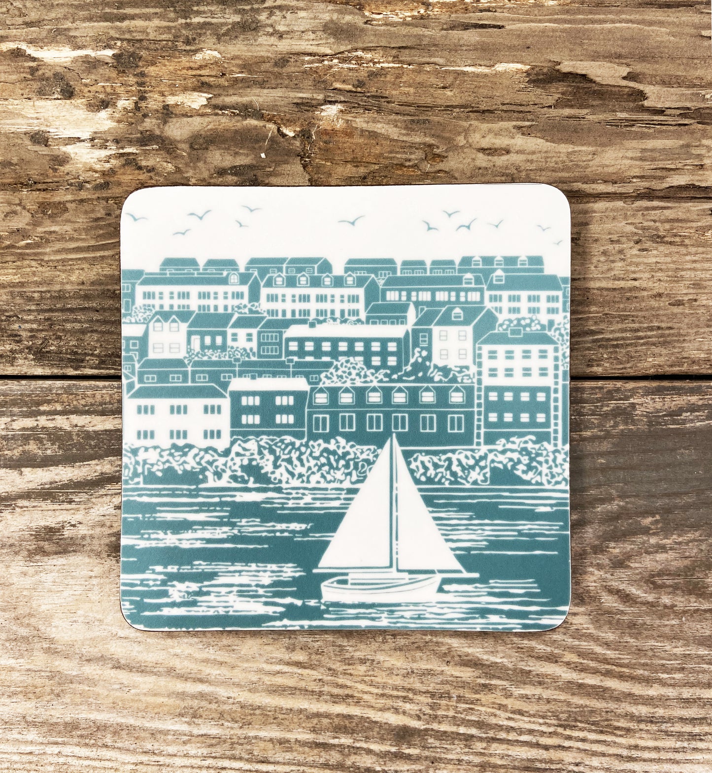 FROM FLUSHING TO FALMOUTH Set of 4 square coasters - Cork back - Melamine coated