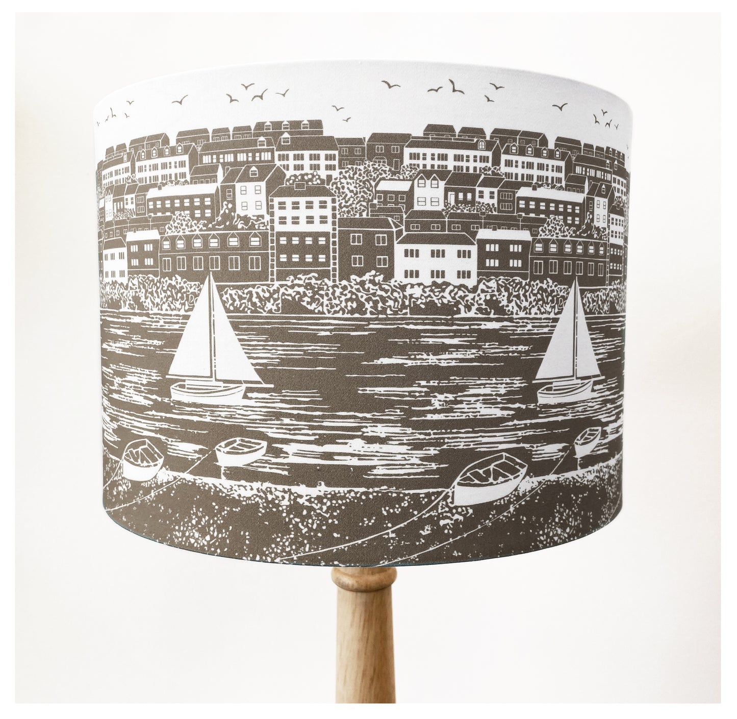 FLUSHING TO FALMOUTH (taupe, warm grey) Lampshade
