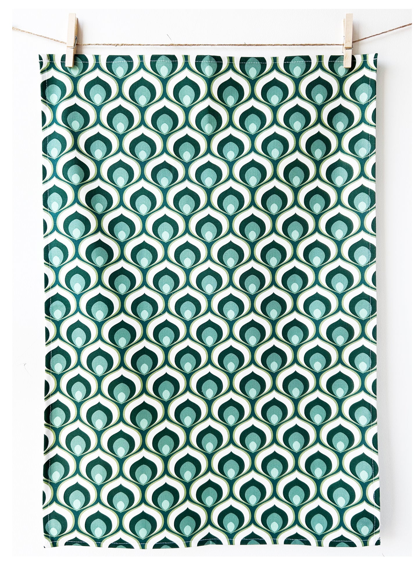 OLIVER (teal) Tea towel