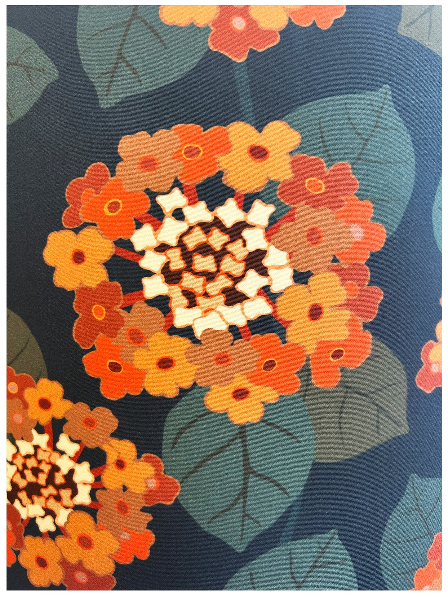 RETRO STARBURST FLOWER (Orange on dark blue) Lampshade