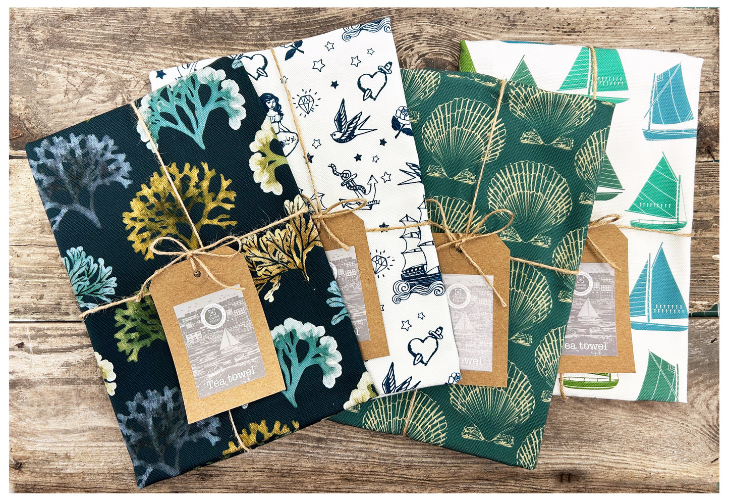 SEAWEED (dark blue) Cotton tea towel