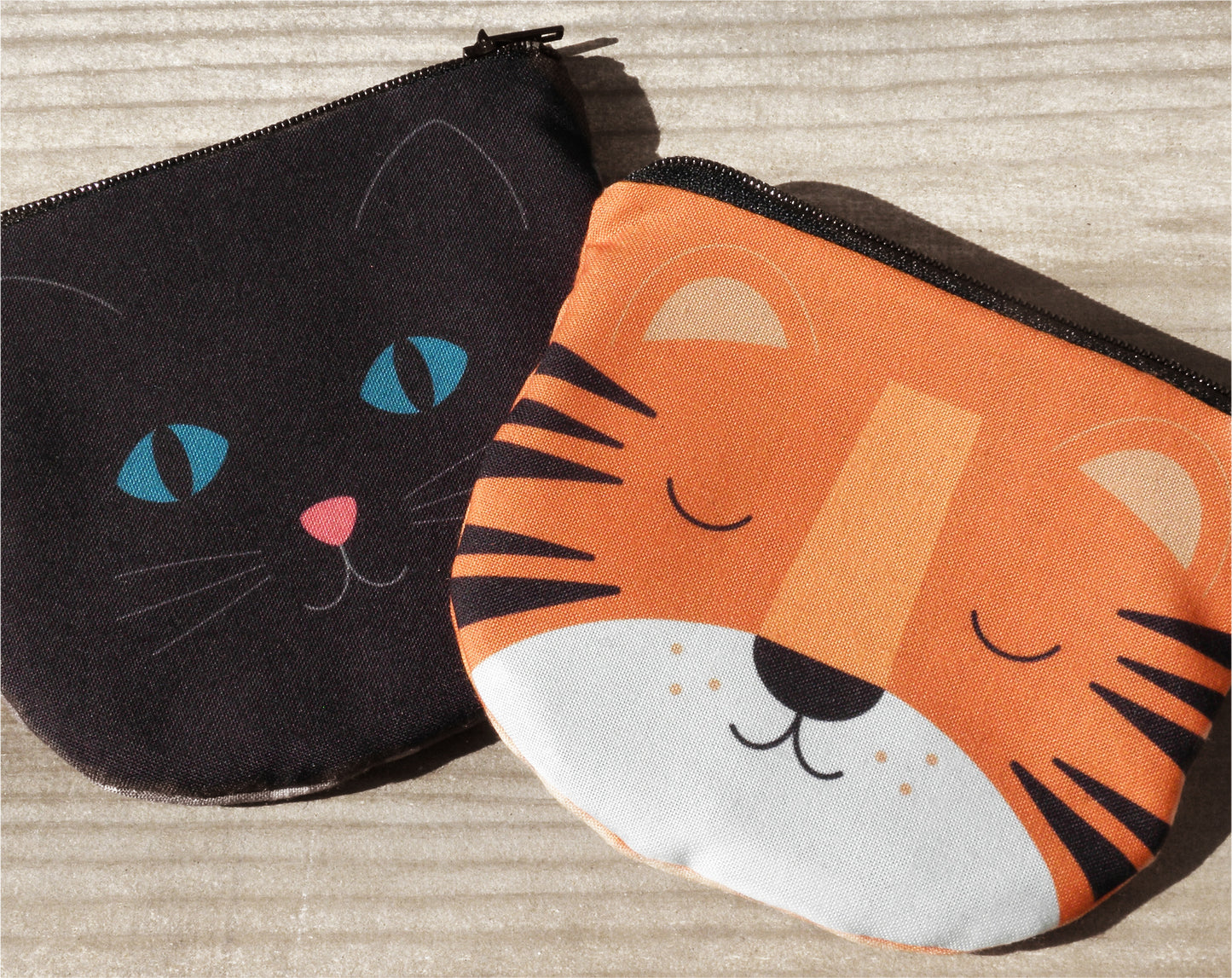 TIGER TIGER Coin purse - Hand printed & hand made tiger face shaped purse