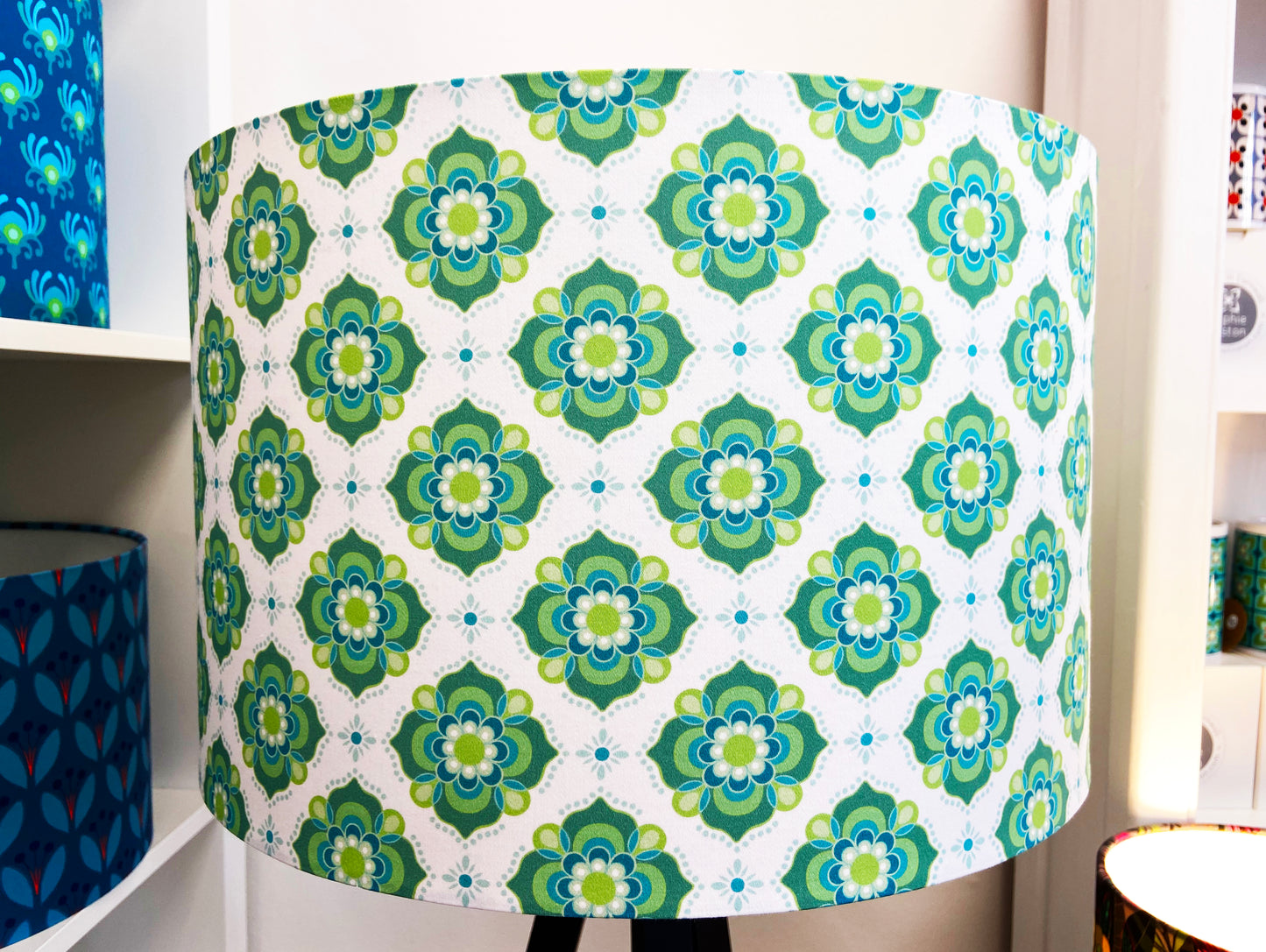 BOHO (green & white) Lampshade