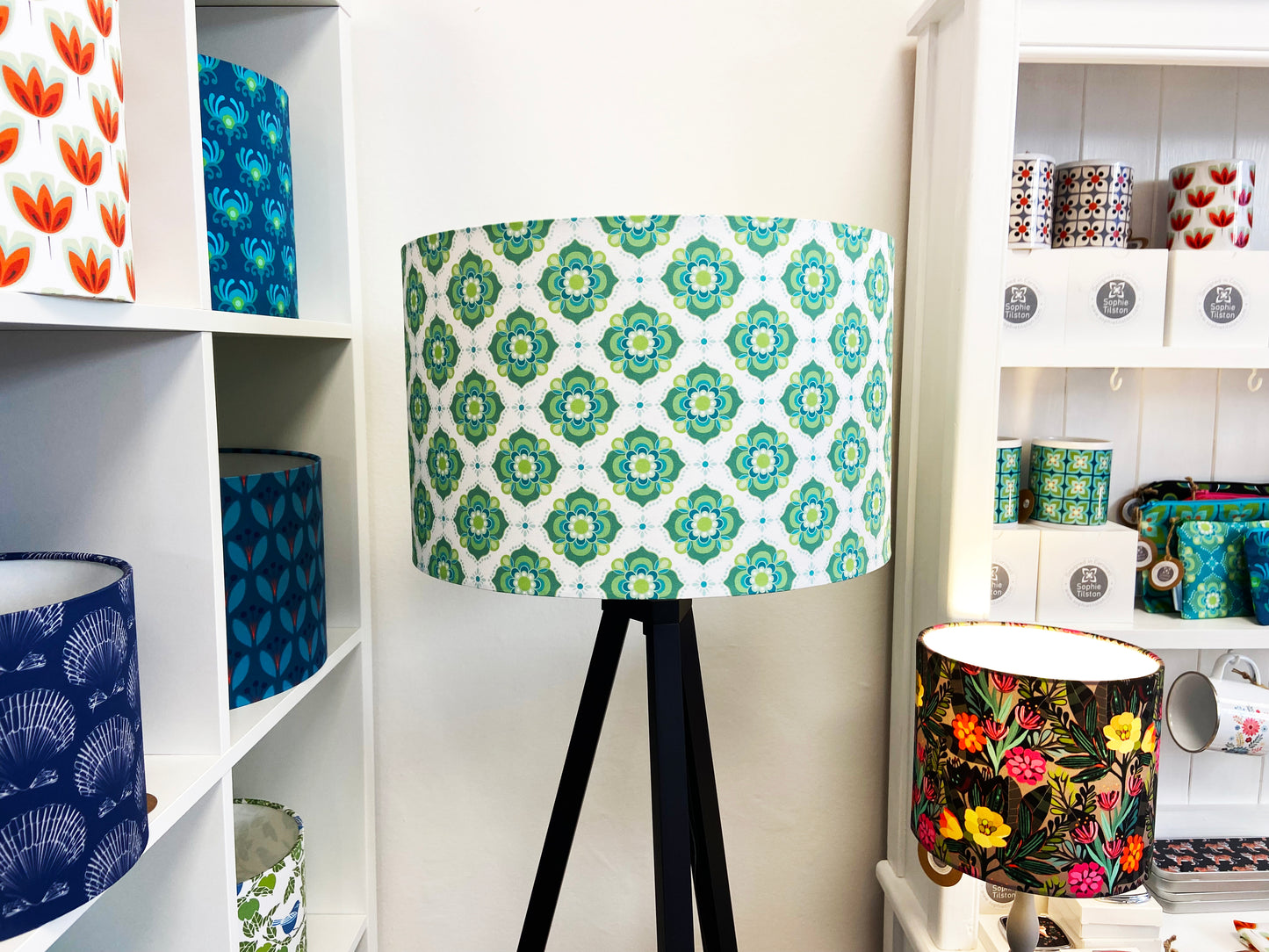 BOHO (green & white) Lampshade