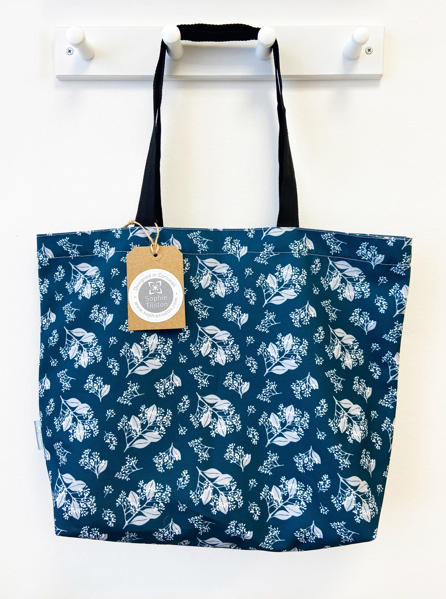 FLOWERING EUCALYPTUS (dark teal, grey & white) Tote bag