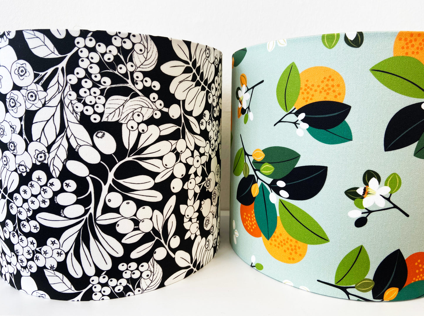 HEDGEROW Berries & leaves (black & white) Lampshade