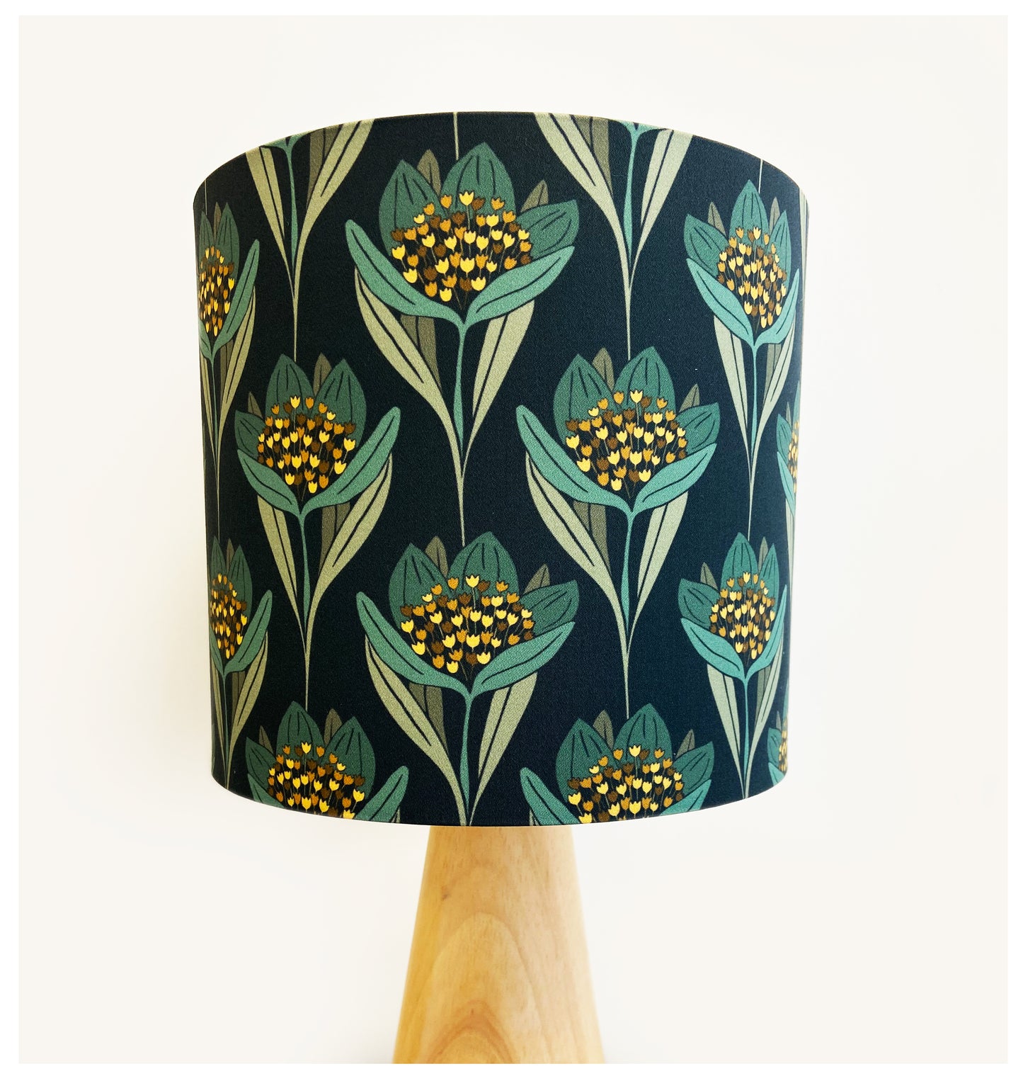 HAPPY FLOWER (muted teal & gold) Lampshade