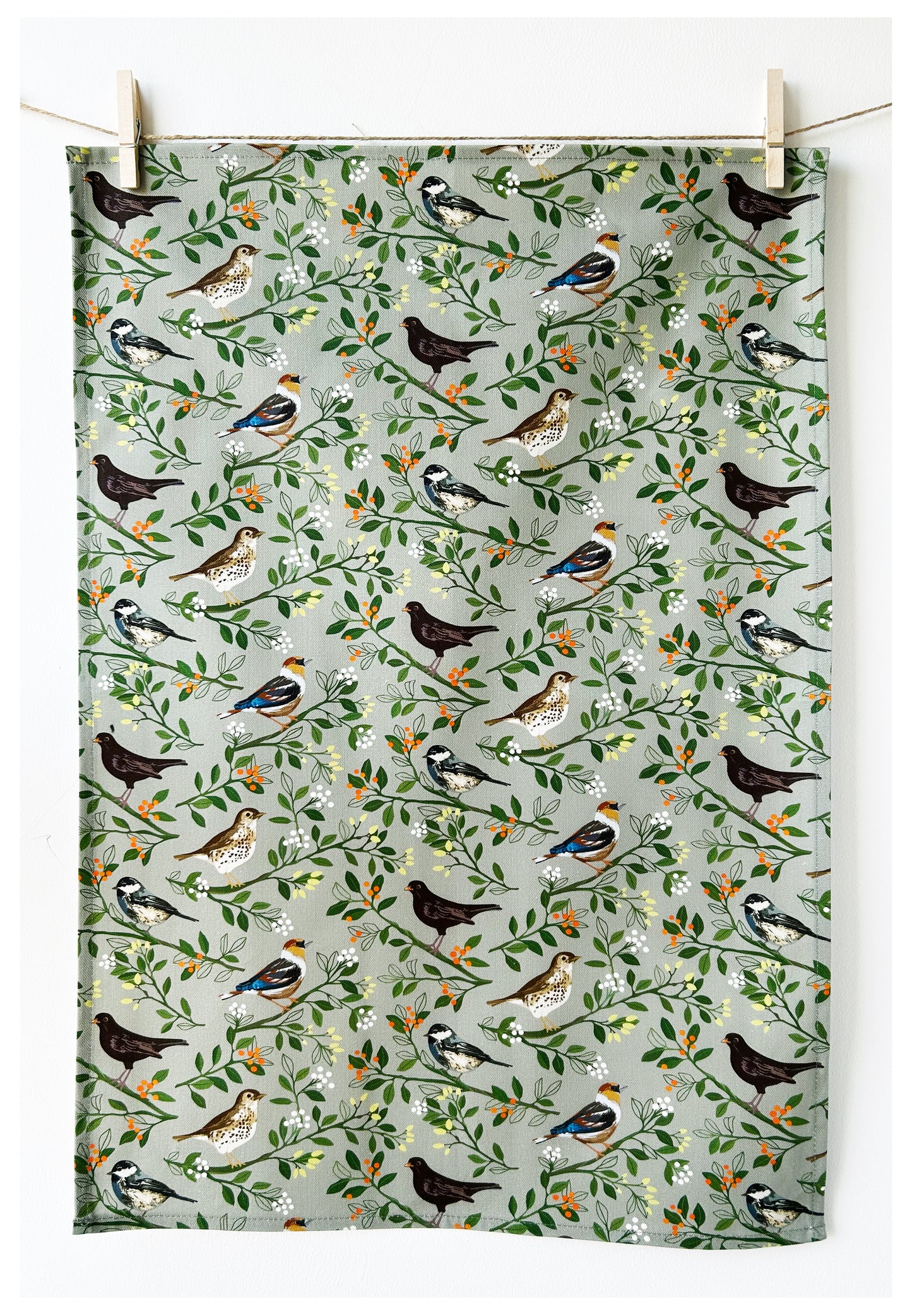 IN THE WOODS (British birds) Cotton tea towel