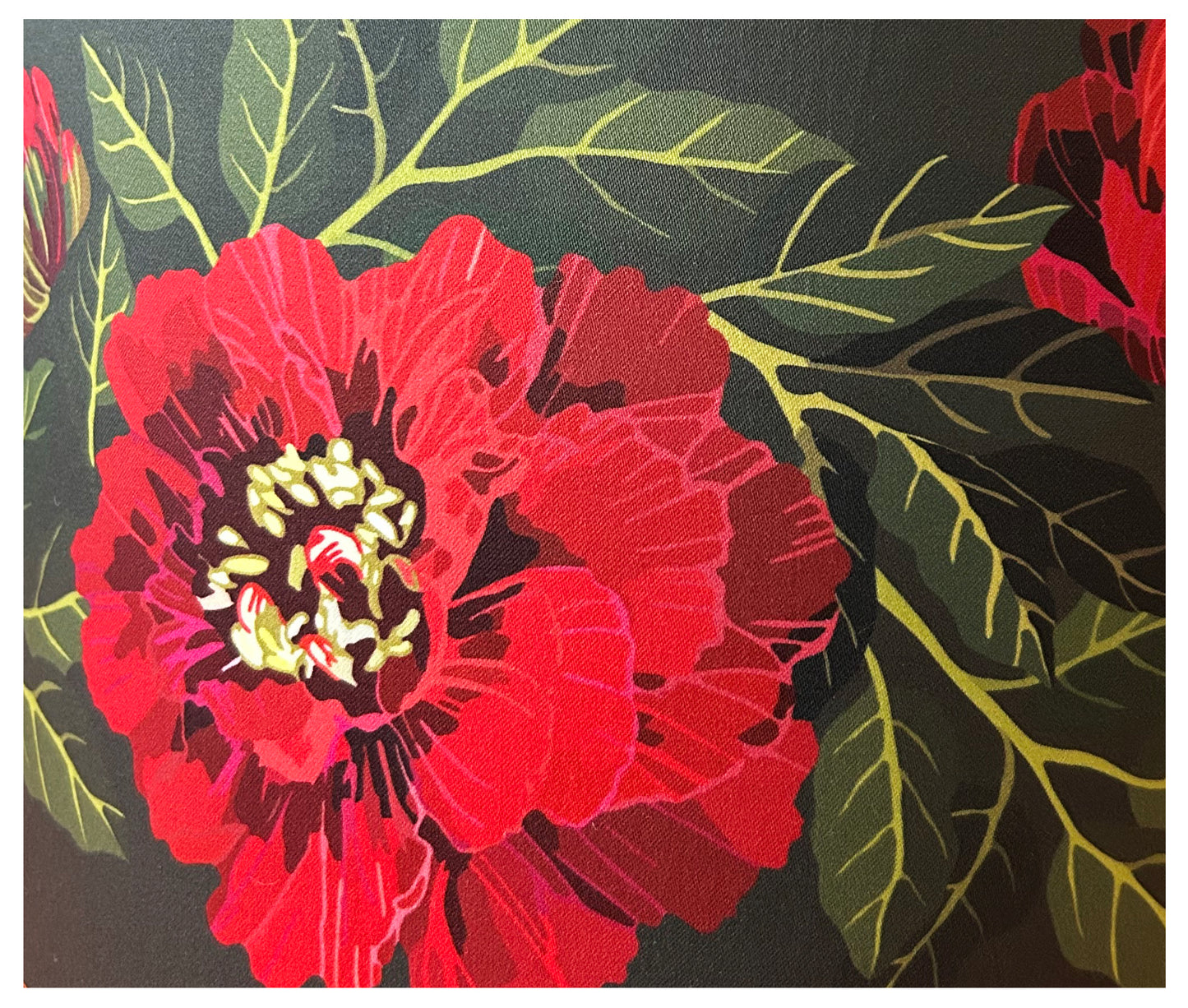 PEONY Lampshade (Red flowers) on green