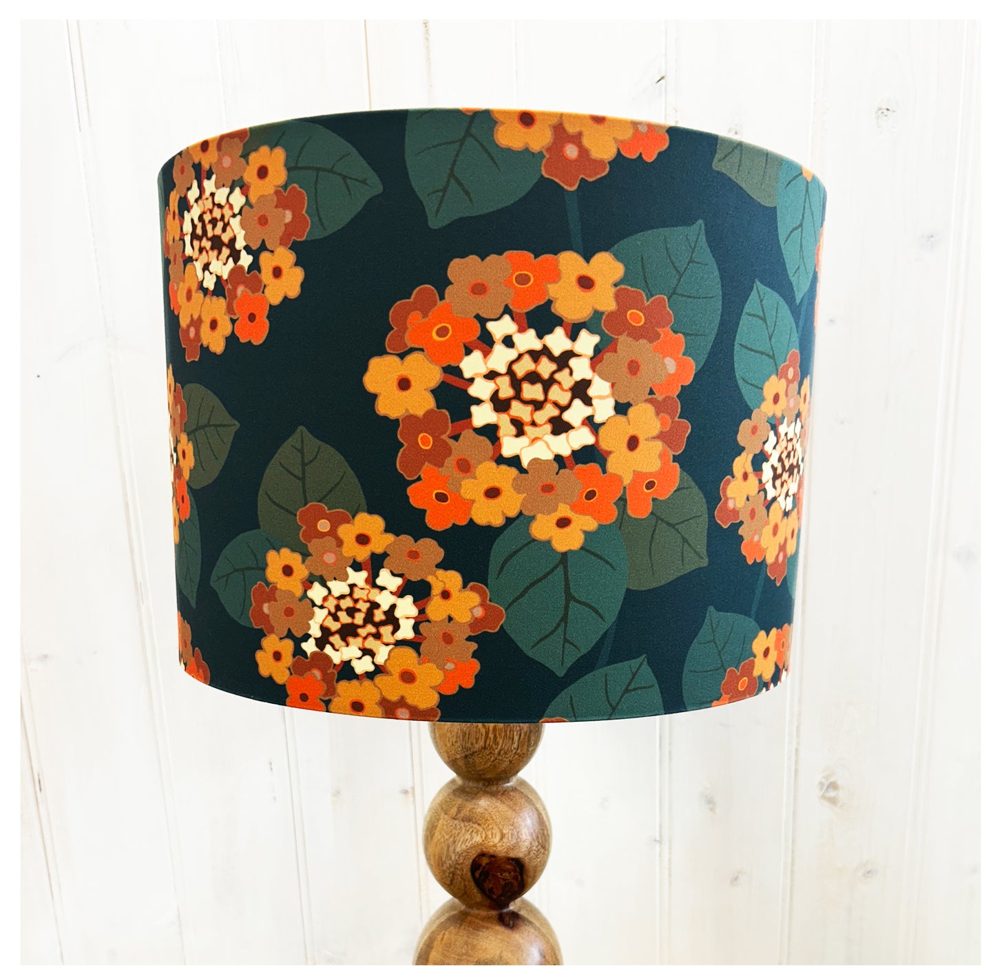 RETRO STARBURST FLOWER (Orange on dark blue) Lampshade