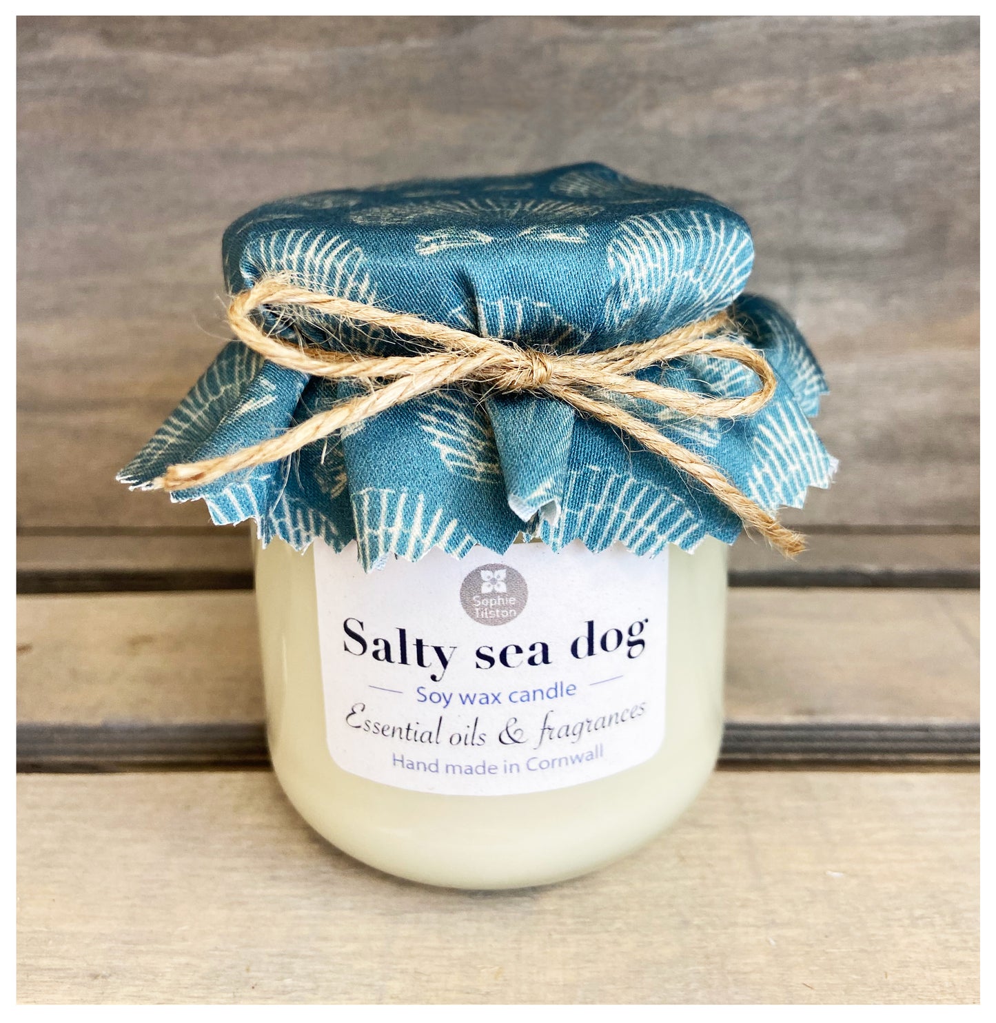 SALTY SEA DOG Handmade scented jam jar SOY candle