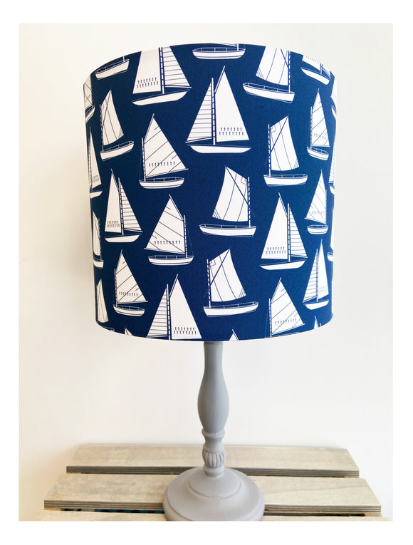 BOATS (white & navy blue) Lampshade