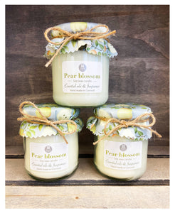 PEAR BLOSSOM Handmade scented jam jar candle