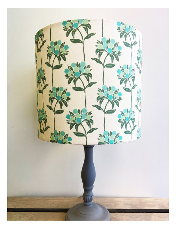 SQUARE BERRIES (teal & off white) Lampshade