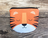 TIGER TIGER Coin purse - Hand printed & hand made tiger face shaped purse