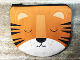 TIGER TIGER Coin purse - Hand printed & hand made tiger face shaped purse